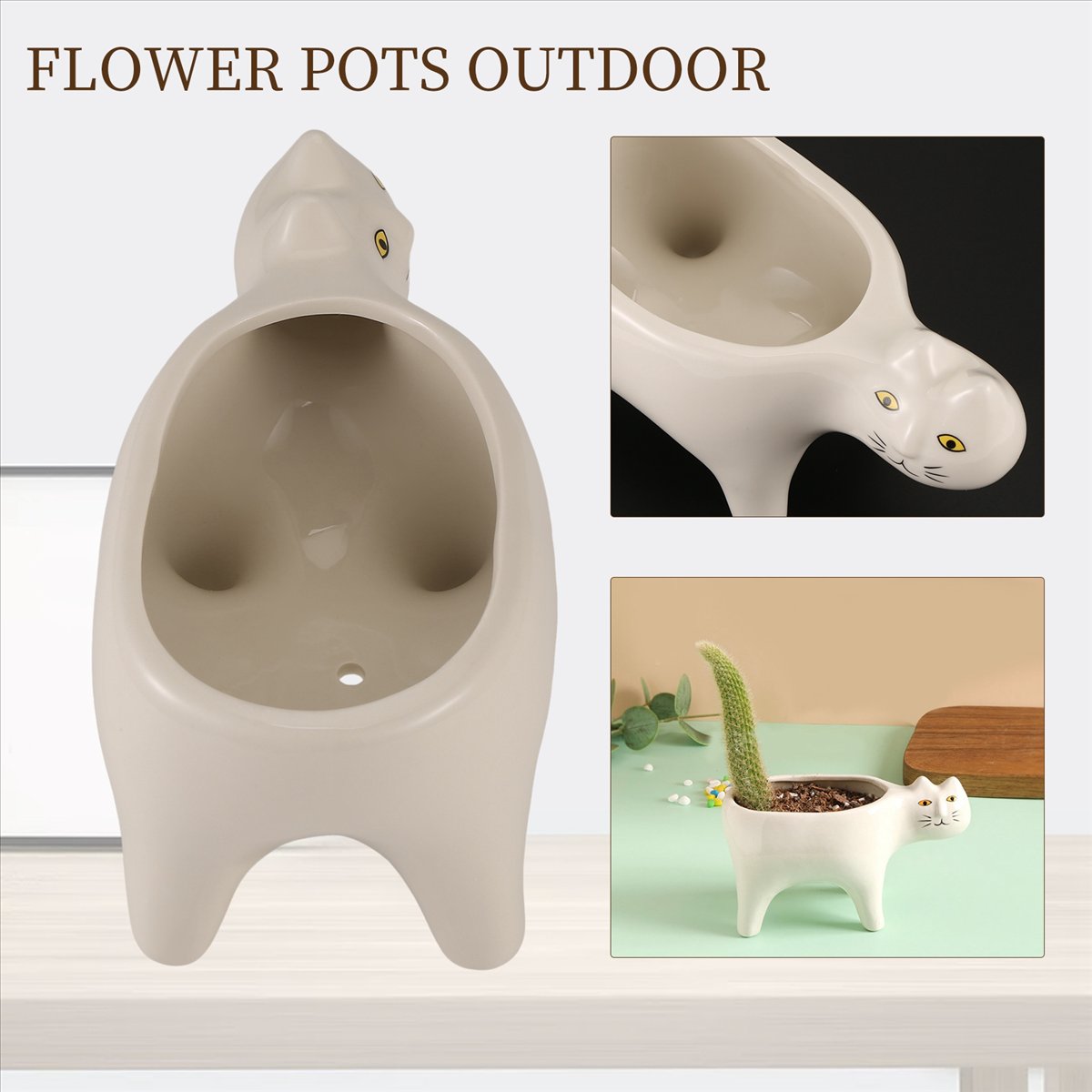 Gardening Tools Images - ABFW Cute Cat Ceramic Garden Flower