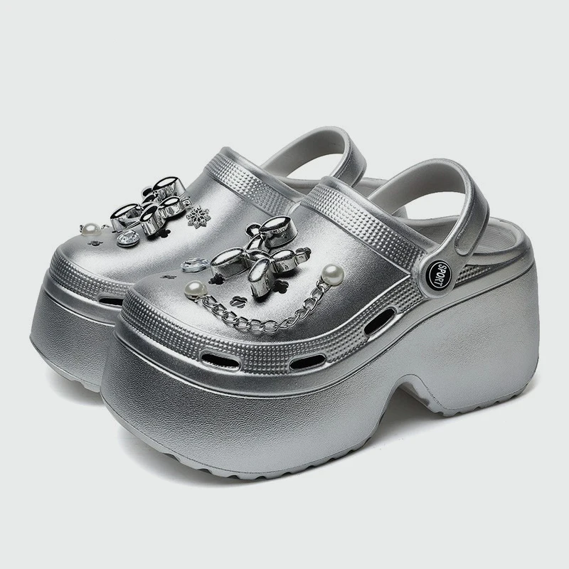 Gardening Tools For Women - New Women's Silver Platform Clogs Summer