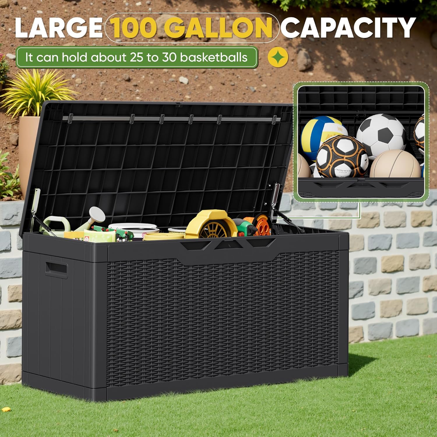 100 Gallon Outdoor Storage Box - Gardening Tools Images review and price