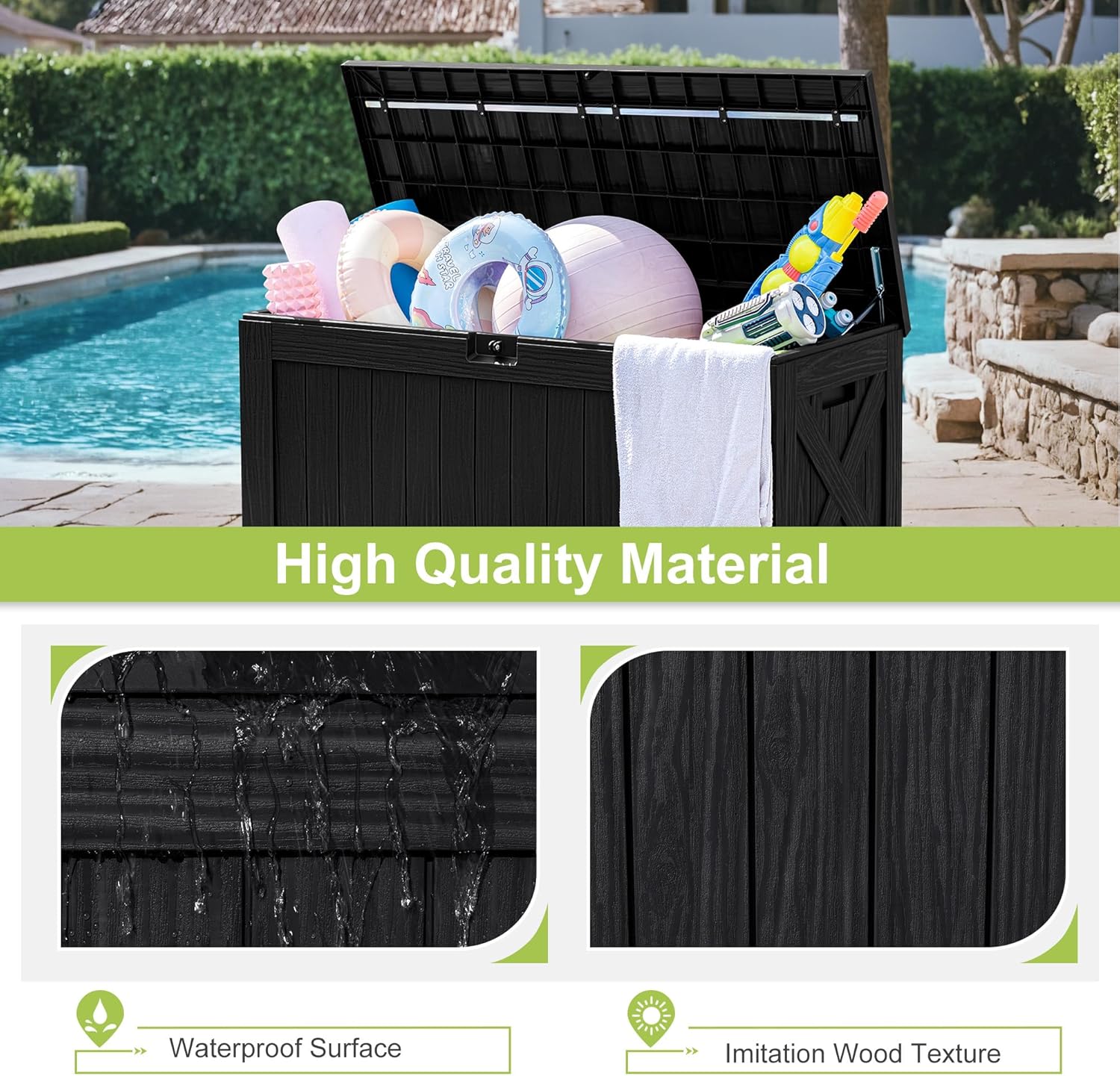 120 Gallon Deck Box with Wood  - Gardening Tools Images review and price