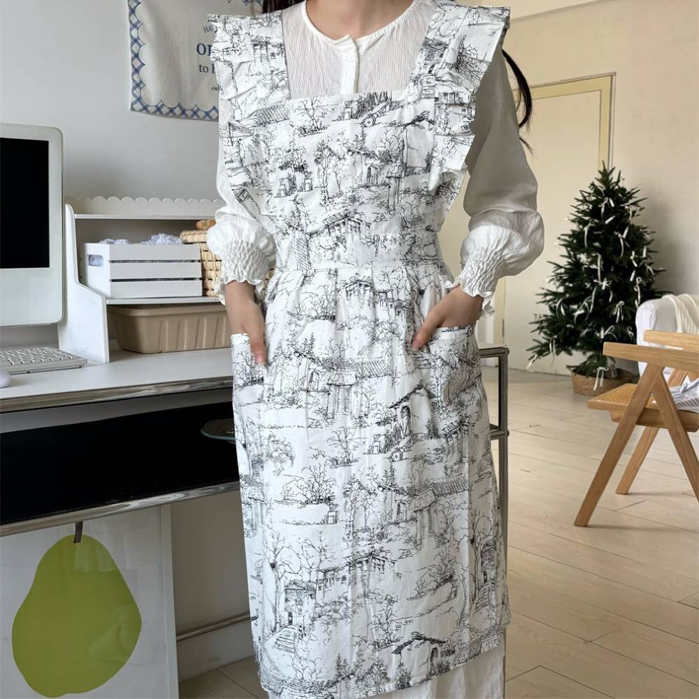 Women Ruffles Apron Cotton Ink - Gardening Tools For Women review and price