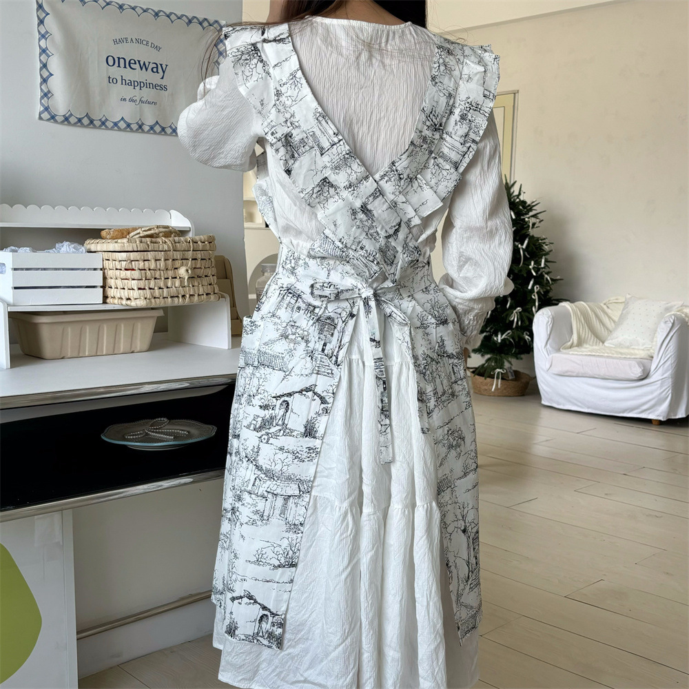 Women Ruffles Apron Cotton Ink - Gardening Tools For Women review and price