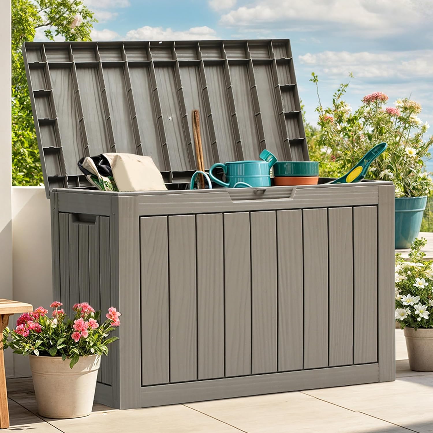 45 Gallon Deck Box, Outdoor St - Gardening Tools Images review and price