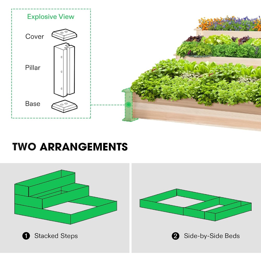 3-Tier Raised Garden Bed Outdo - Gardening Tools Images review and price