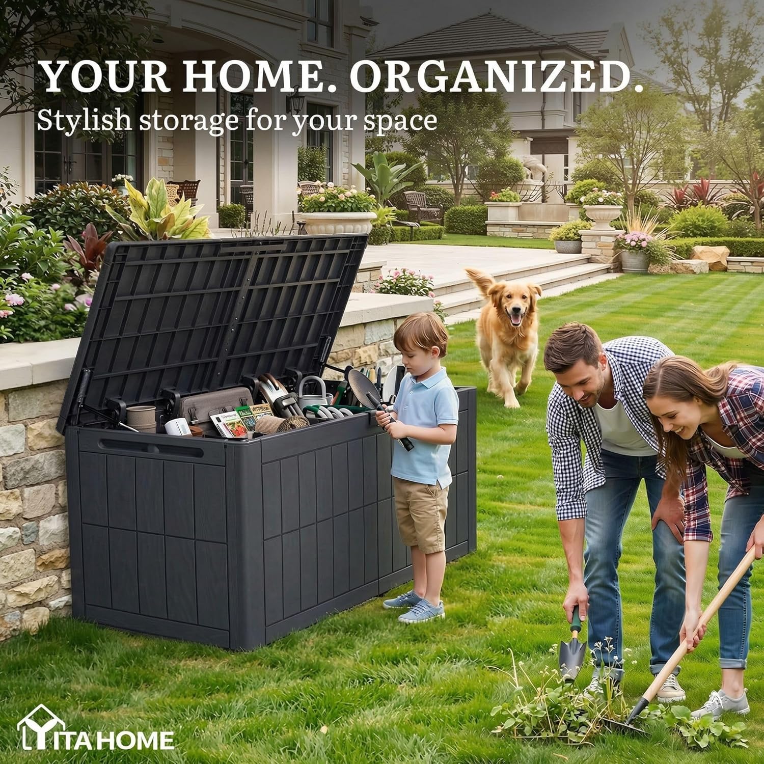 134 Gallon Outdoor Storage Box - Gardening Tools Images review and price